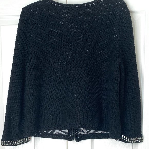 CHICOS Kierman Cardigan Jacket With Elaborate Metal Trim & Stunning Zebra Lining - Picture 2 of 8